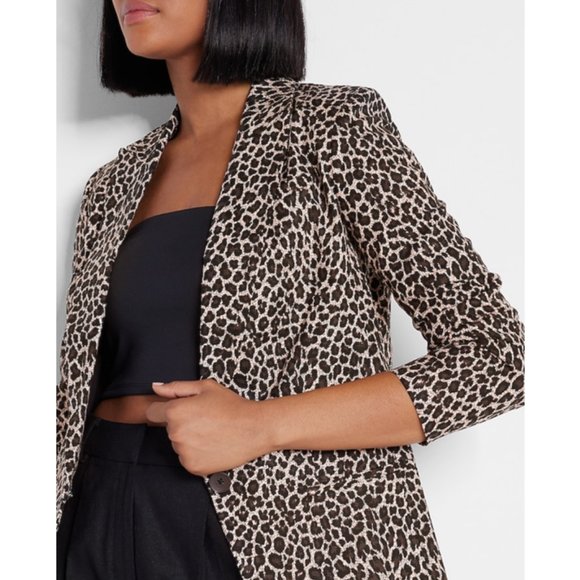 Leopard Linen-Blend Blazer